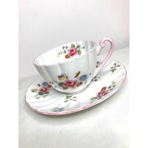 SHELLEY “Rose And Red Daisy” Ludlow Teacup and Saucer Set 13425